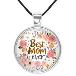 Mothers Day Gifts Floral Pendant Black Cord  Necklace